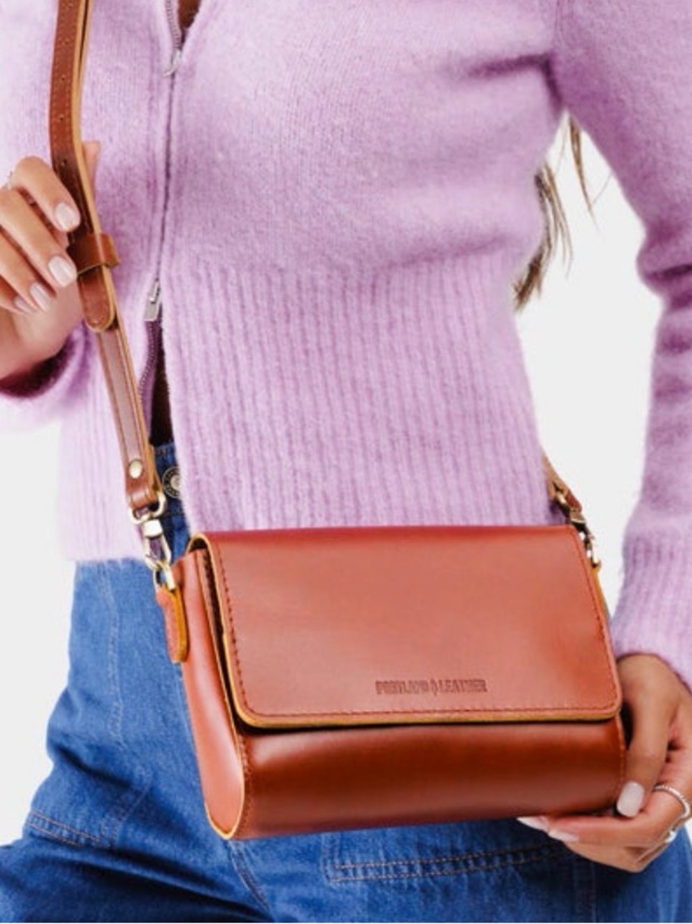 NWOT Portland Leather Metro Crossbody Bag in Madrone (red/brown)